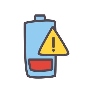 uyarı paneli satırı olan düşük pil ve biçim ikon vektör tasarımı