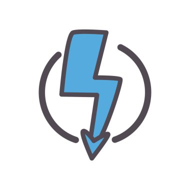 enerji gök gürültüsü ok çizgisi ve biçim ikonu vektör tasarımı