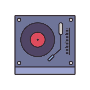 dj turntable satırı ve biçim ikonu vektör tasarımını doldur