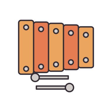 ksilofon enstrüman satırı ve biçim ikonu vektör tasarımı