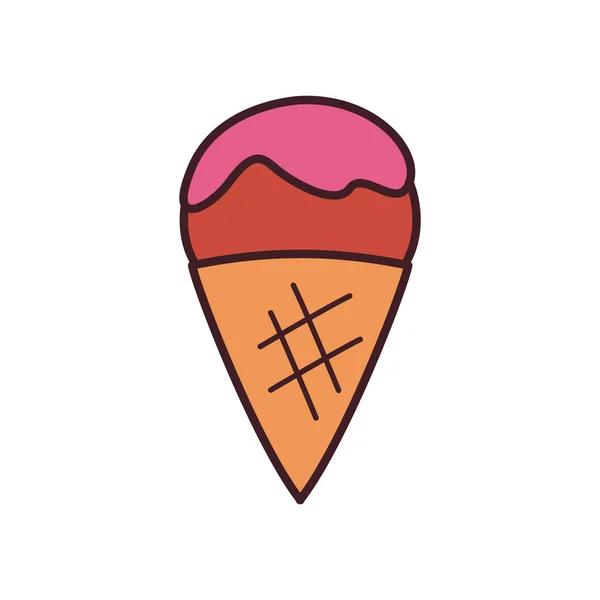 Línea de cono de helado y diseño de vectores icono de estilo de relleno — Archivo Imágenes Vectoriales