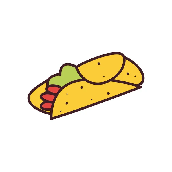 Burrito linje och fyll stil ikon vektor design — Stock vektor