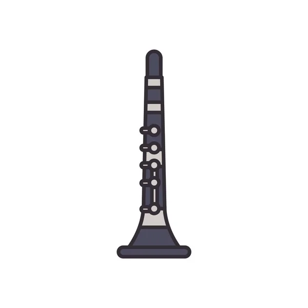 クラリネット楽器ラインと塗りつぶしスタイルのアイコンベクトルデザイン — ストックベクタ