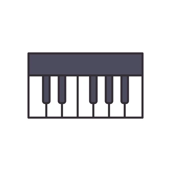 Piano línea de instrumentos y relleno icono de estilo de diseño vectorial — Vector de stock