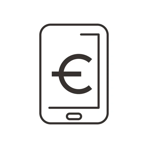 Euro sur smartphone design vectoriel icône de style ligne et remplissage — Image vectorielle