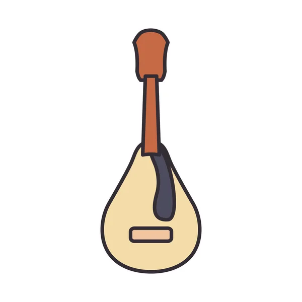 Línea de instrumentos de guitarra y relleno icono de estilo de diseño vectorial — Vector de stock