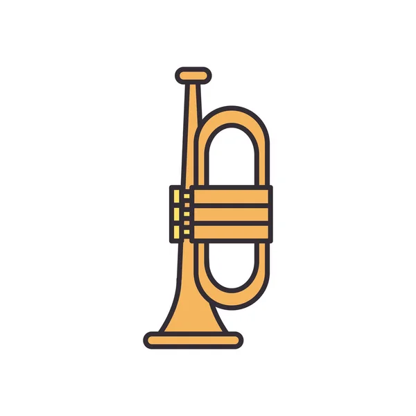 Línea de instrumentos de trompeta y diseño de vectores icono de estilo de relleno — Vector de stock