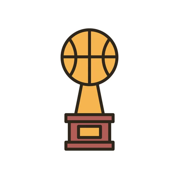 Кульковий трофей баскетбольної лінії та значок стилю наповнення Векторний дизайн — стоковий вектор