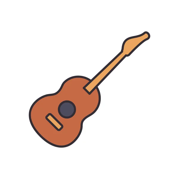 Línea de instrumentos de guitarra y relleno icono de estilo de diseño vectorial — Vector de stock