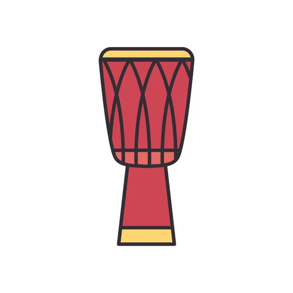 Drum instrument lijn en vul stijl pictogram vector ontwerp — Stockvector