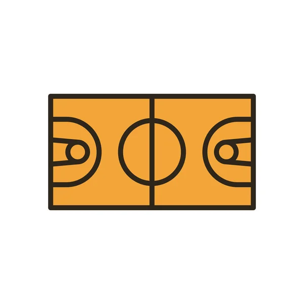 Cancha de la línea de baloncesto y el estilo de relleno icono diseño vectorial — Vector de stock