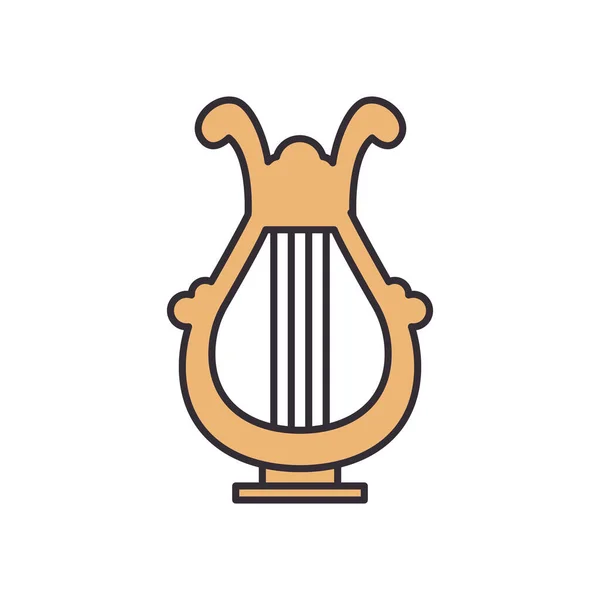 Harp instrument lijn en vul stijl pictogram vector ontwerp — Stockvector
