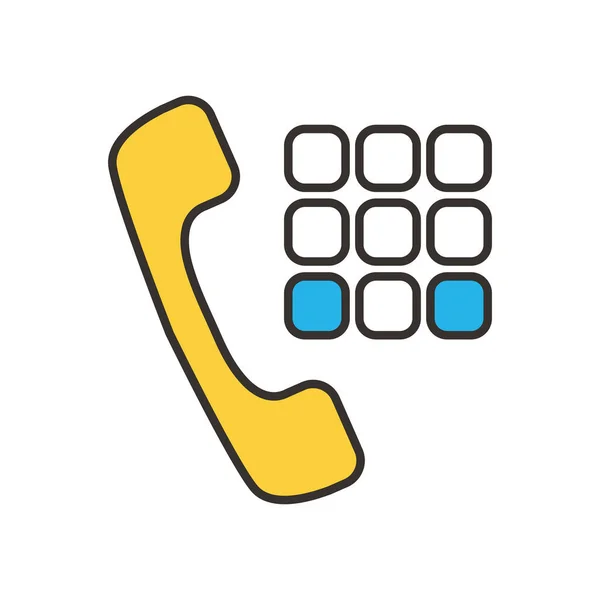 Teléfono y botones de línea y relleno icono de estilo de diseño vectorial — Vector de stock