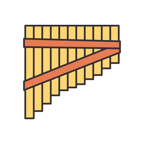 Línea de instrumento de flauta pan y diseño de vector icono de estilo de relleno — Archivo Imágenes Vectoriales