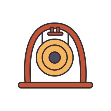 gong enstrüman satırı ve biçim ikonu vektör tasarımını doldur