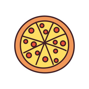 Pizza satırı ve biçim ikonu vektör tasarımı