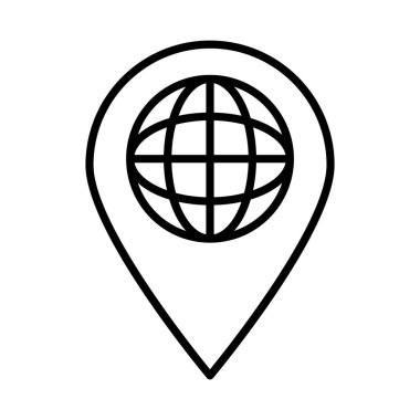 küresel küre simgesine sahip konum iğnesi, satır biçimi