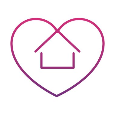 ev şekli simgesi olan kalp, gradyan biçimi