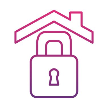 asma kilit ve ev çatı simgesi, gradyan biçimi