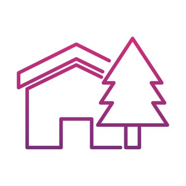 ev ve çam ağacı simgesi, gradyan biçimi