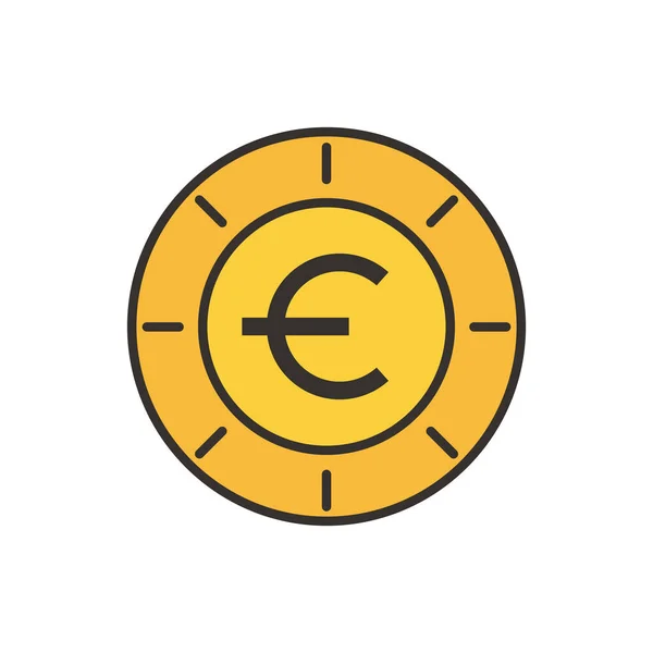 Línea de moneda de euro y el estilo de relleno icono de diseño vectorial — Vector de stock