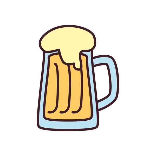 Ligne de verre de bière et design vectoriel icône de style de remplissage — Image vectorielle