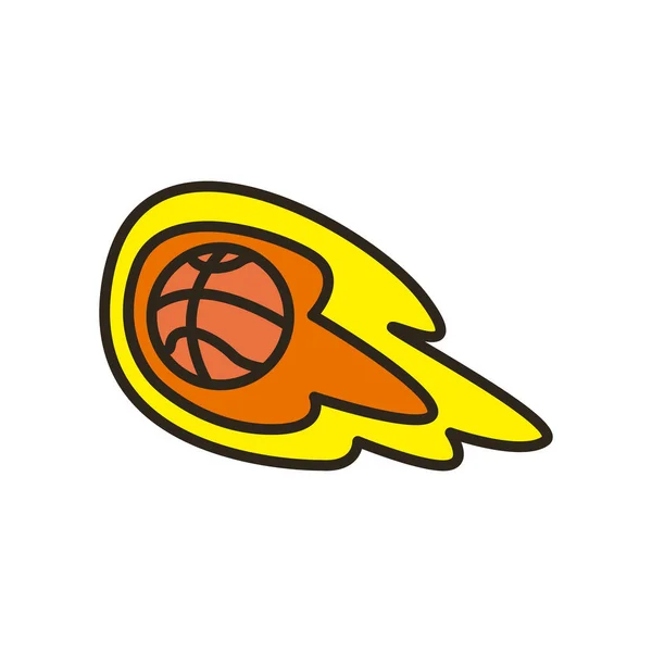 Bal met vlam van basketbal lijn en vul stijl pictogram vector ontwerp — Stockvector