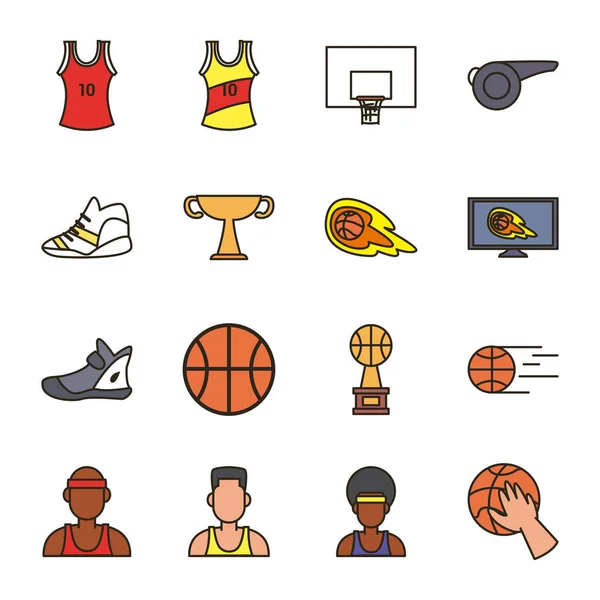 Basketball line and fill style icon set vector design — Stock Vector