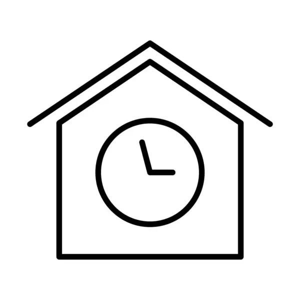 時計のアイコンや線のスタイルを持つ家 — ストックベクタ