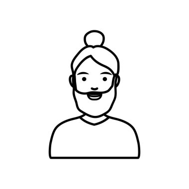 Çeşit çeşit insan konsepti, çizgi film sakallı genç kadın, çizgi roman tarzı