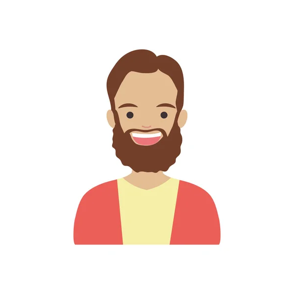 Diversité gens concept, dessin animé homme avec barbe souriant, style plat — Image vectorielle