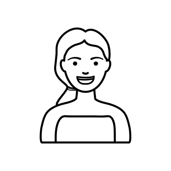 Desenho animado menina loira sorrindo, estilo de linha —  Vetores de Stock