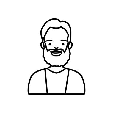 Çeşit çeşit insan konsepti, sakallı çizgi film adamı gülümsemesi, çizgi roman tarzı.