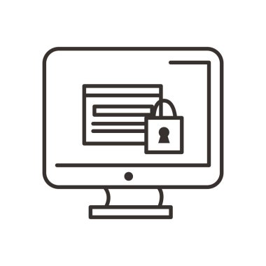 Bilgisayar satırı biçim vektör tasarımında asma kilitli web sitesi