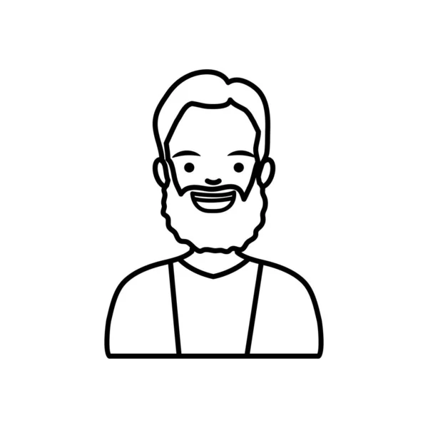 Vielfalt Menschen Konzept, Cartoon-Mann mit Bart lächelnd, Linie Stil — Stockvektor