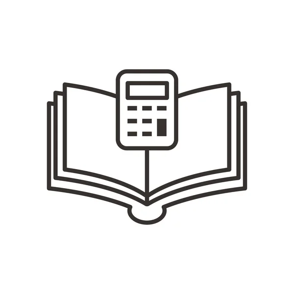 Ferramenta calculadora e design de vetor de ícone de estilo de linha de livro — Vetor de Stock