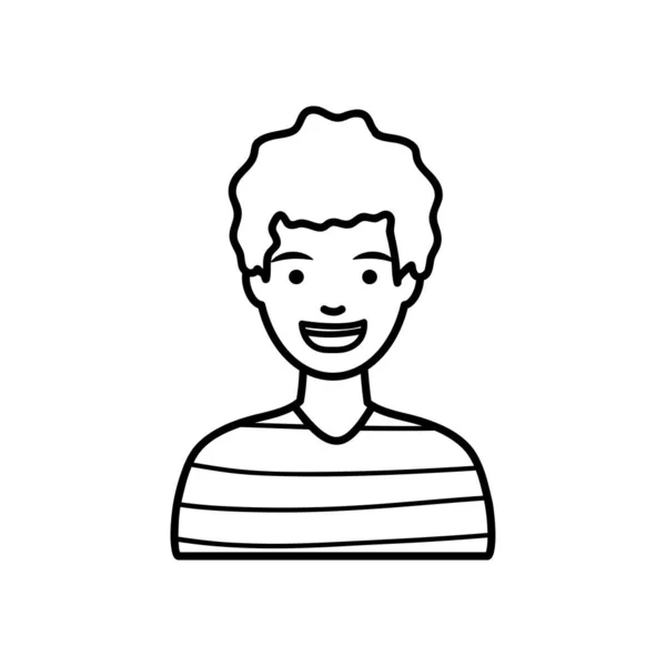 Concept de personnes de diversité, homme dessin animé portant tshirt rayé, style ligne — Image vectorielle