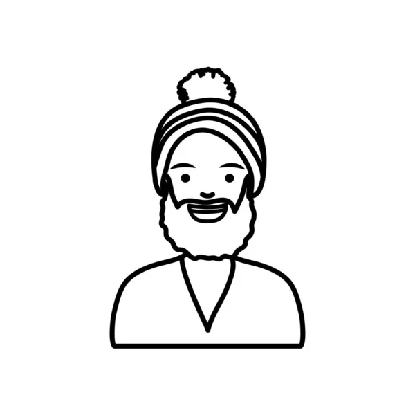 Concepto de personas diversidad, mujer de dibujos animados con barba y sombrero de nieve, estilo de línea — Vector de stock