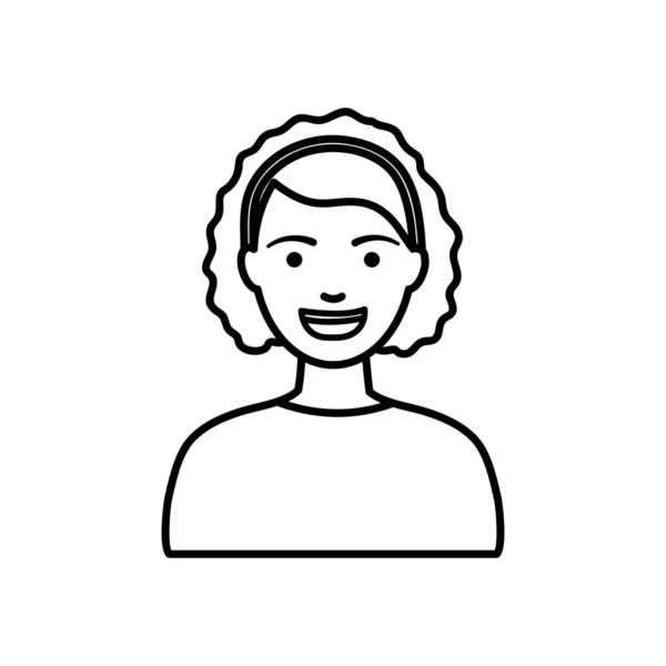 Concepto de personas diversidad, dibujos animados afro mujer sonriendo, estilo de línea — Archivo Imágenes Vectoriales