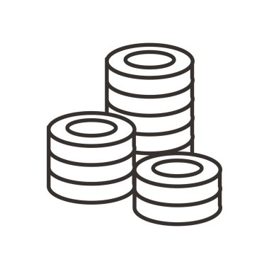 Bozuk para kuleleri çizgi simge vektör tasarımı