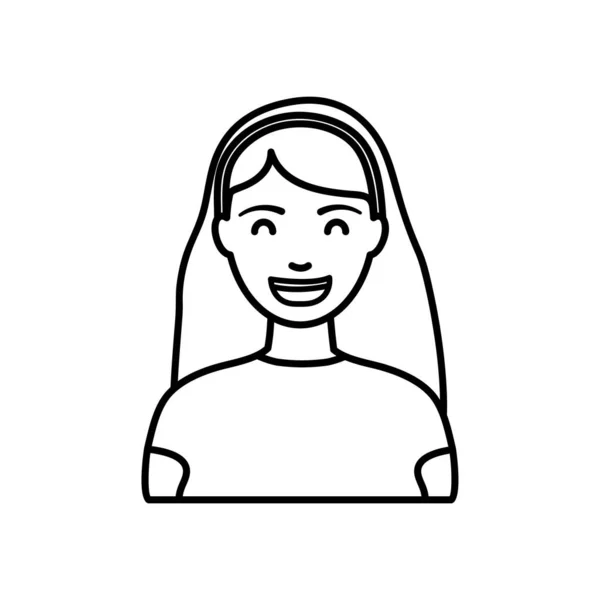 Dessin animé femme rire, style ligne — Image vectorielle