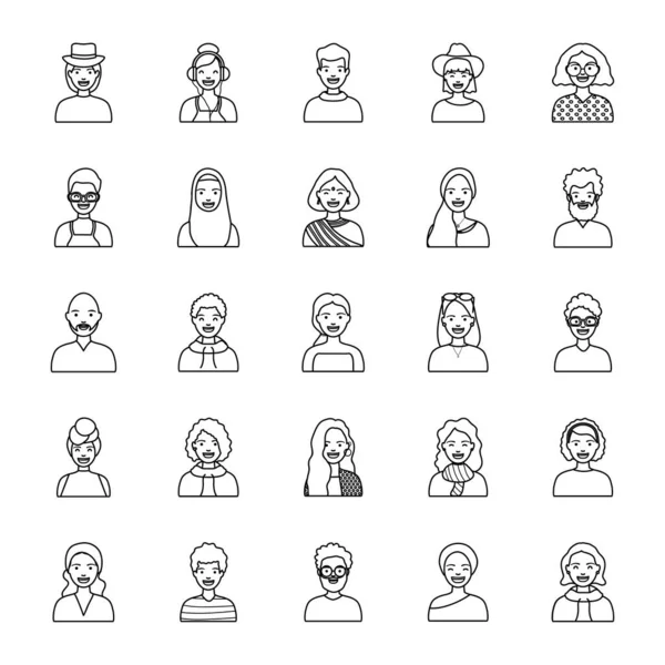 Ποικιλομορφία άνθρωποι εικονίδιο που πάνω από λευκό φόντο, επίπεδο στυλ — Διανυσματικό Αρχείο