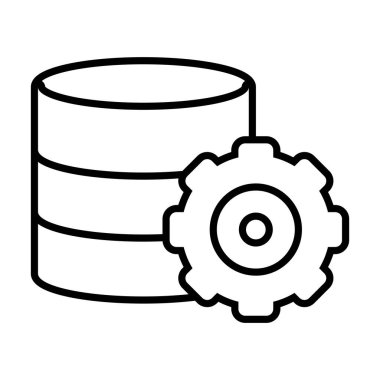 veritabanı sunucusu ve dişli tekerlek simgesi, satır biçimi
