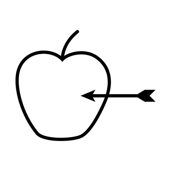 Apfel und Pfeil Symbol, Linienstil — Stockvektor