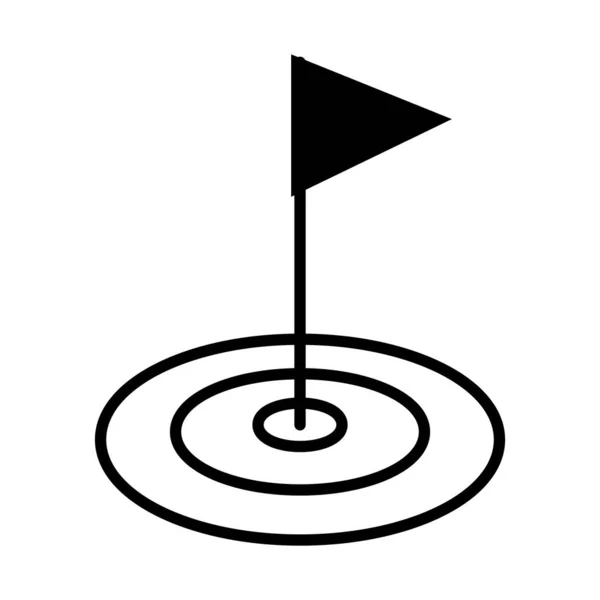 Ícone de buraco e bandeira de golfe, estilo de linha — Vetor de Stock