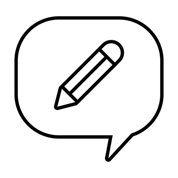 Bolla di discorso con icona a matita, stile linea — Vettoriale Stock