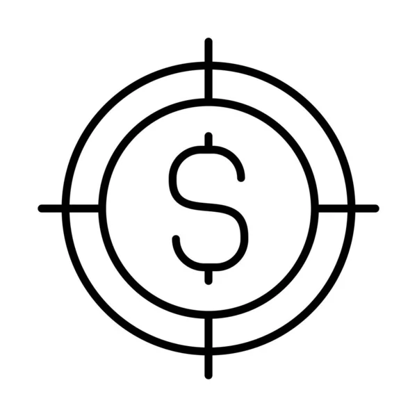 Mål med pengar symbol ikon, linje stil — Stock vektor