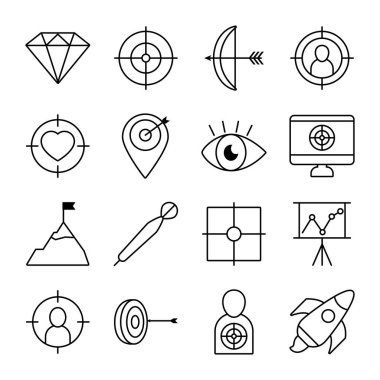 Kemer ve hedef simgesi seti, satır biçimi