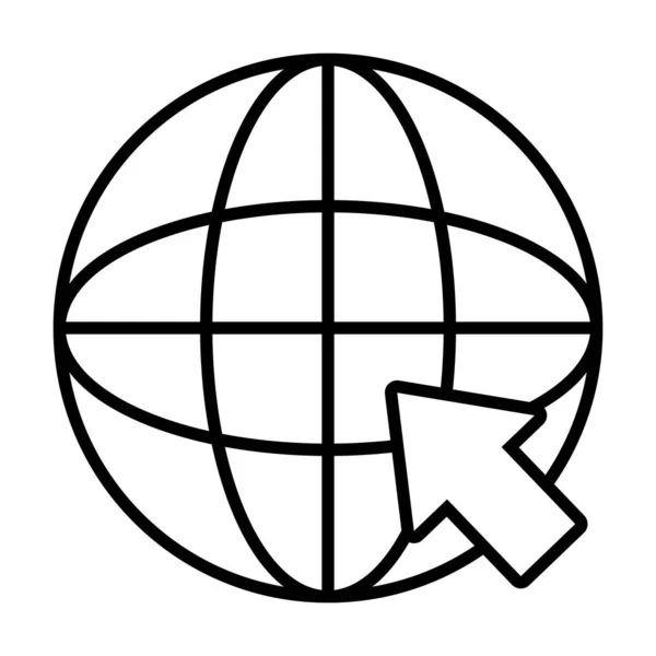 Globale Kugel und Pfeil-Symbol, Linienstil — Stockvektor