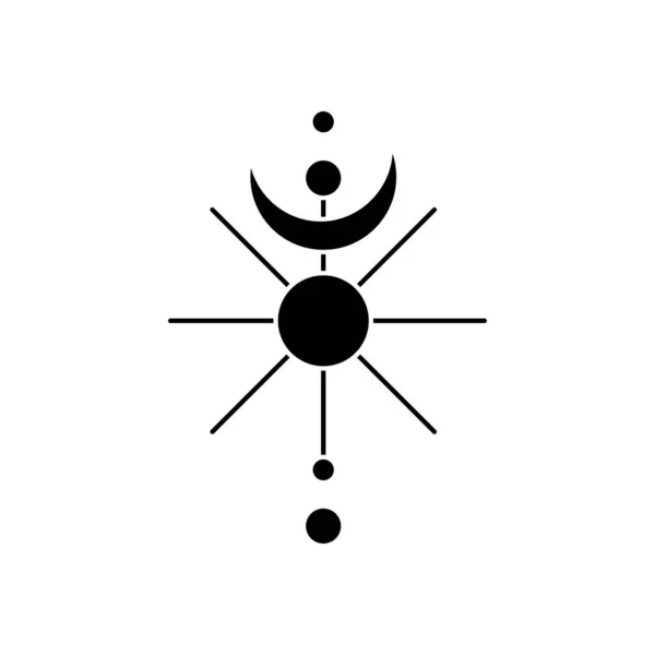Astroloji konsepti, güneş ve ay ikonu, siluet tarzı — Stok Vektör